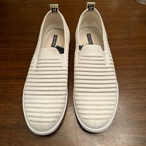 Nautica Sunmast Slip On Shoes Women 9 White Fabric Ribbed Solid Round Toe Flat